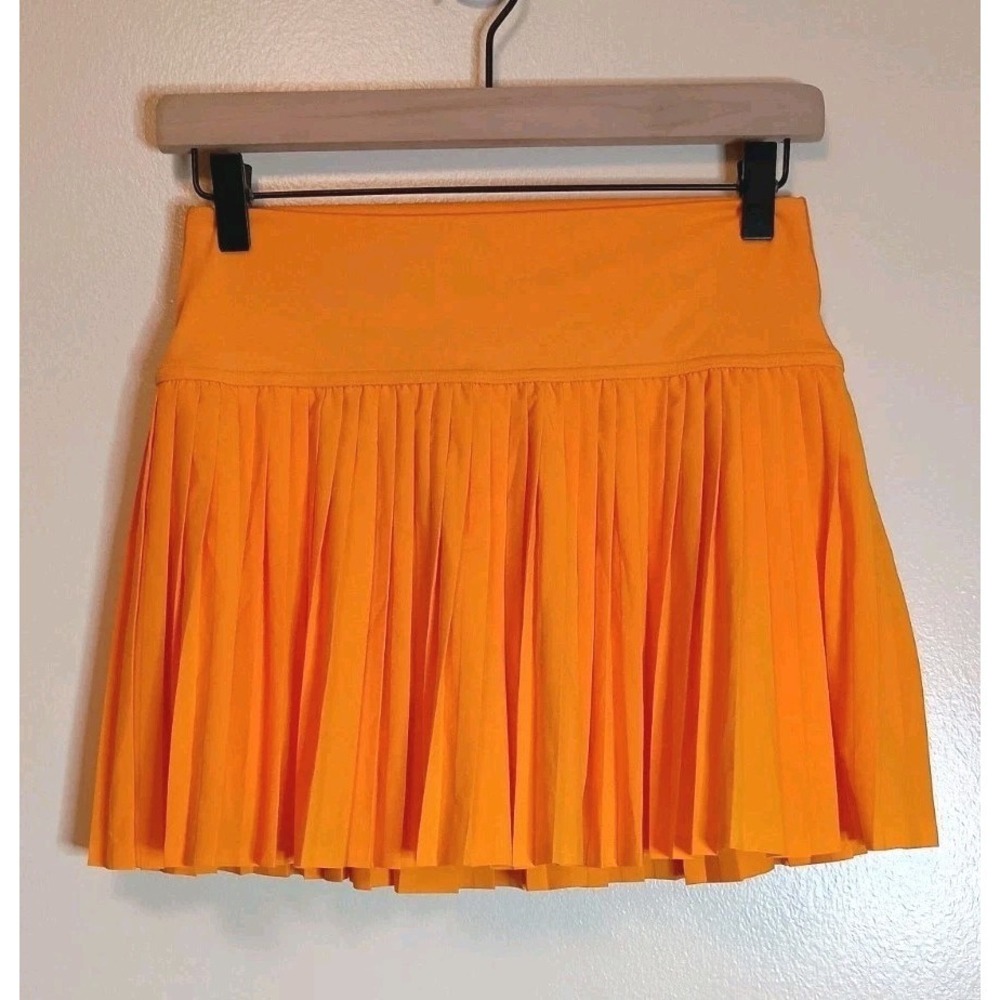 Aerie Offline Orange Pleated Tennis Skirt Skort Built In Shorts Sz M Sporty NWT